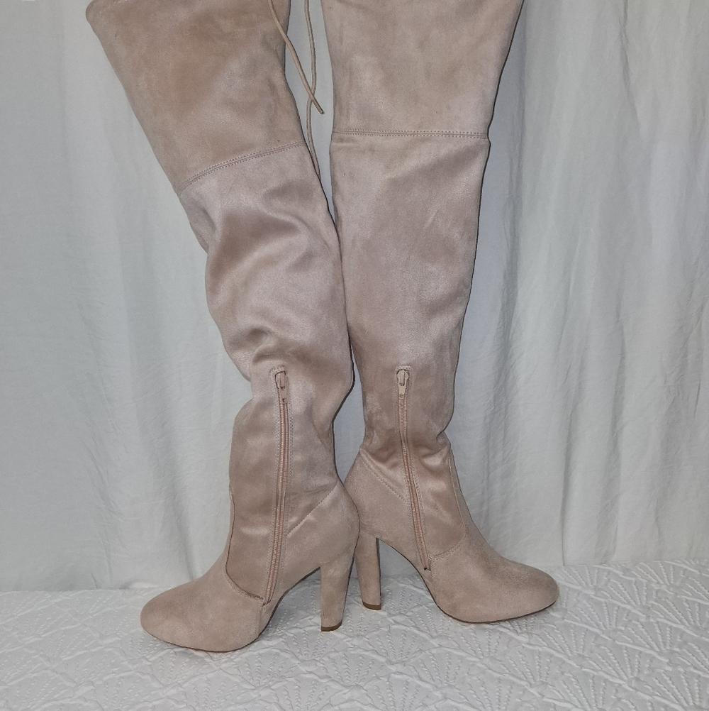 Forever 21 Women Elegant Taupe Over-the-Knee Boots Size 8 - Picture 15 of 16